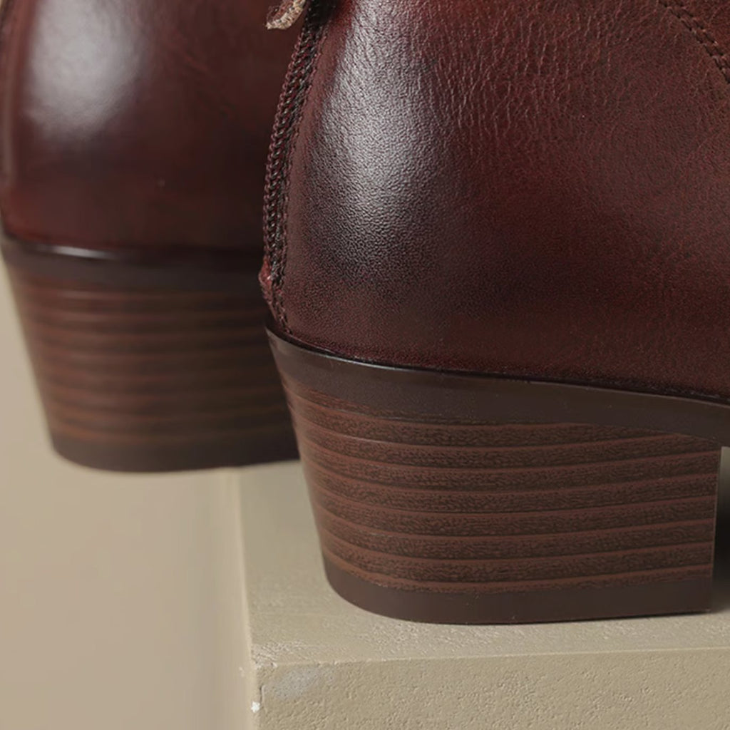 Sophie | Bottines pour femmes à bout pointu avec petit talon bloc et fermeture éclair