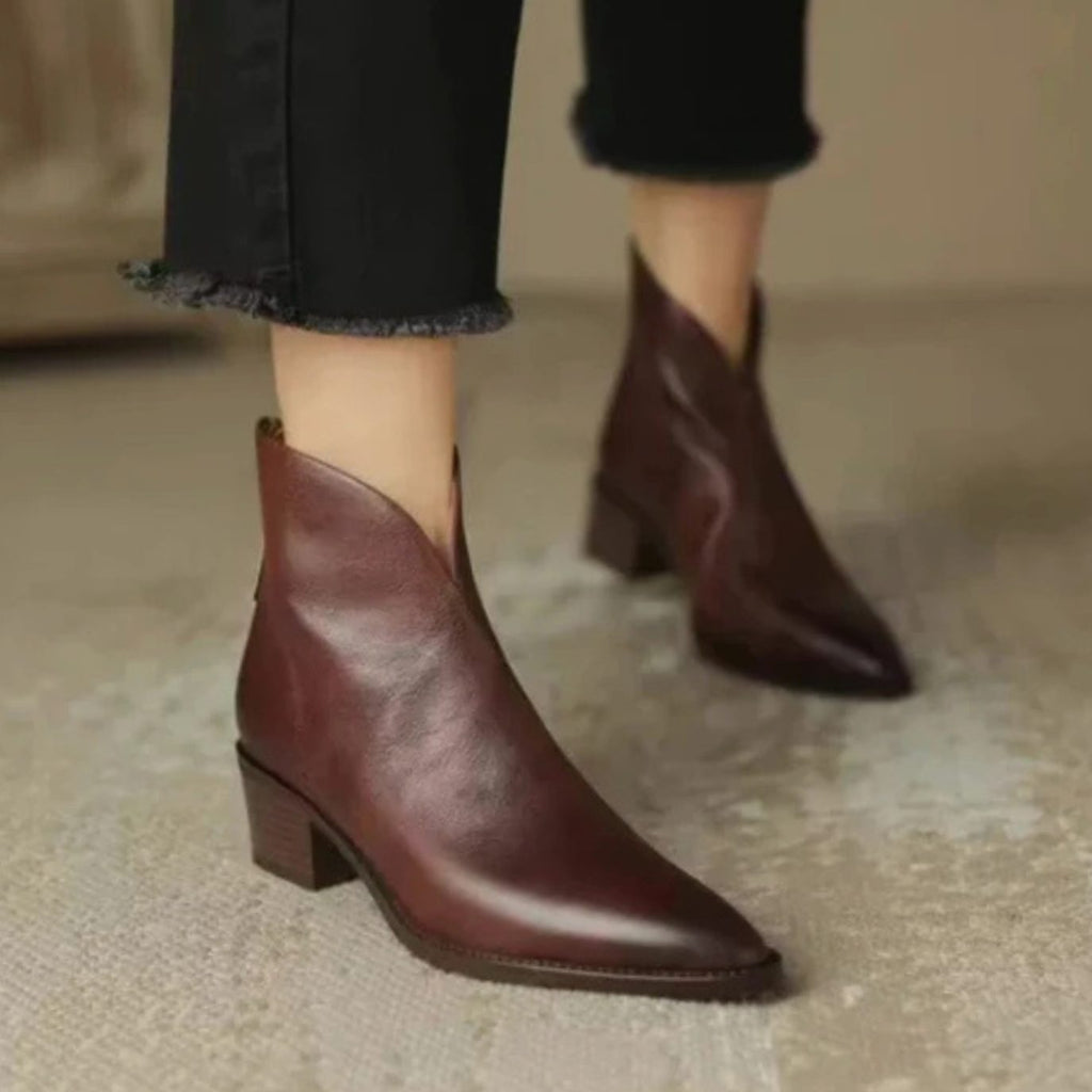 Sophie | Bottines pour femmes à bout pointu avec petit talon bloc et fermeture éclair