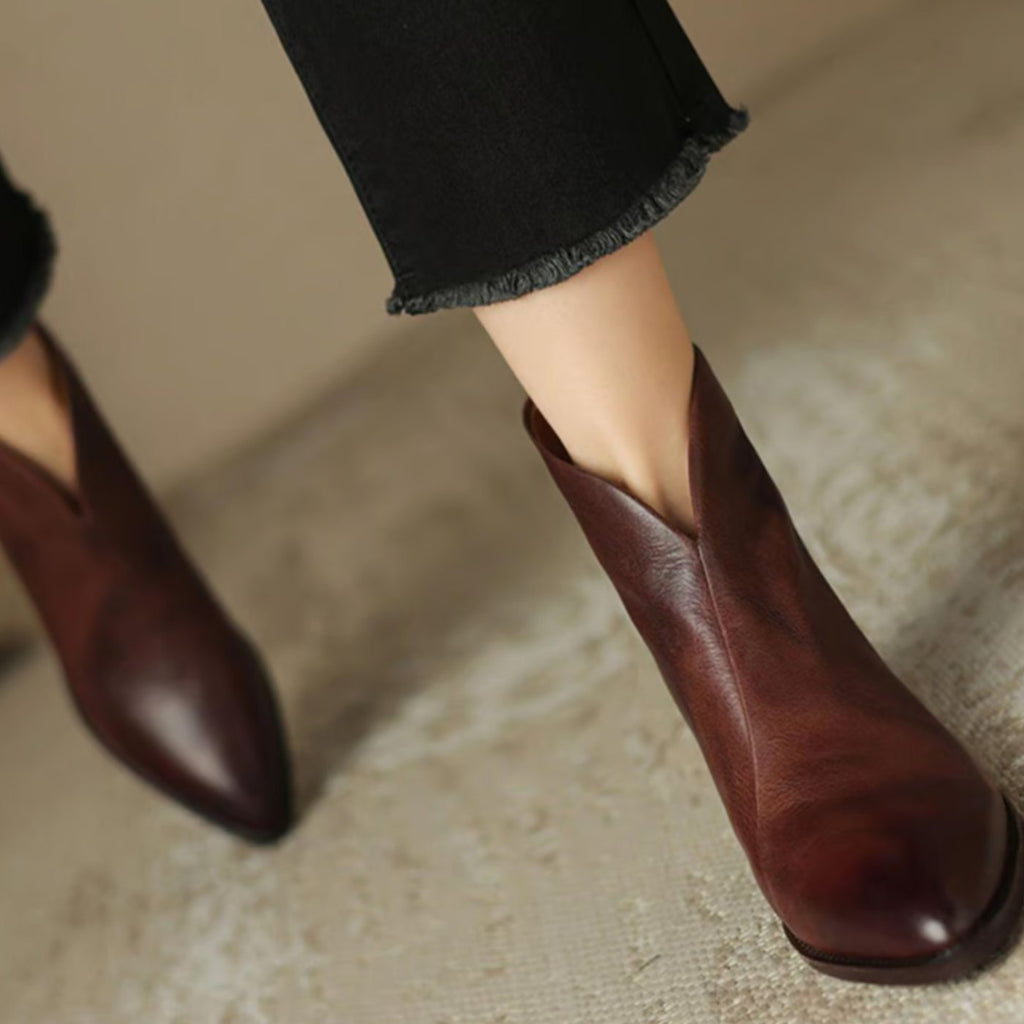 Sophie | Bottines pour femmes à bout pointu avec petit talon bloc et fermeture éclair