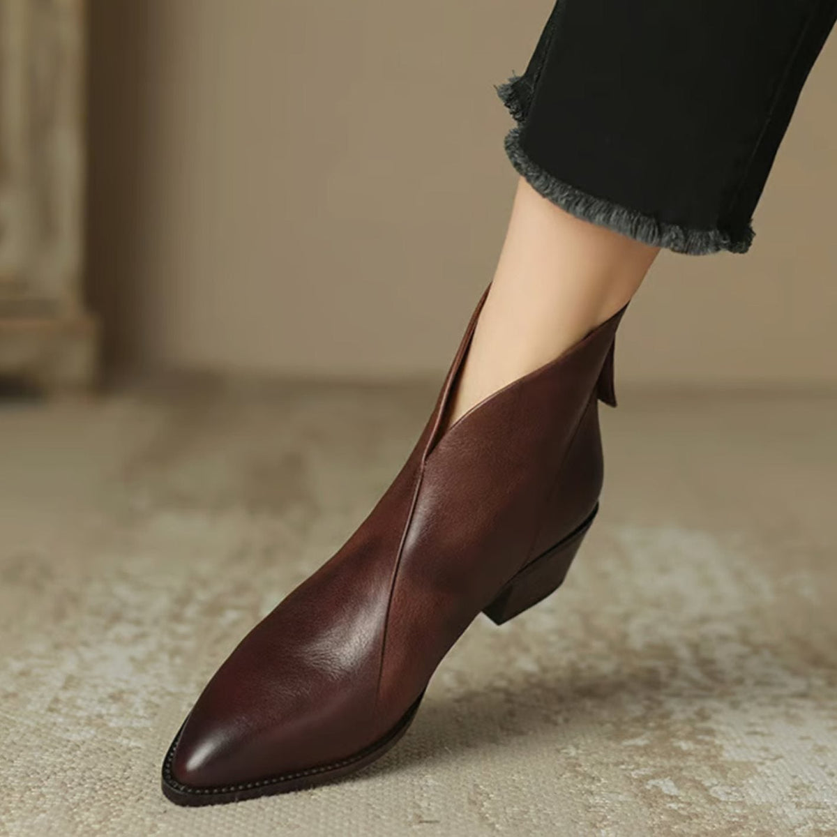 Sophie | Bottines pour femmes à bout pointu avec petit talon bloc et fermeture éclair