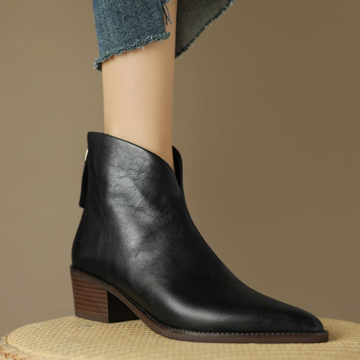 Sophie | Bottines pour femmes à bout pointu avec petit talon bloc et fermeture éclair