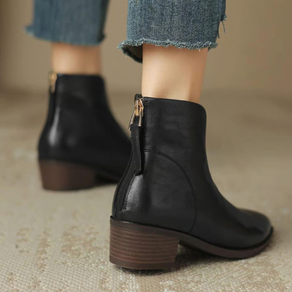 Sophie | Bottines pour femmes à bout pointu avec petit talon bloc et fermeture éclair