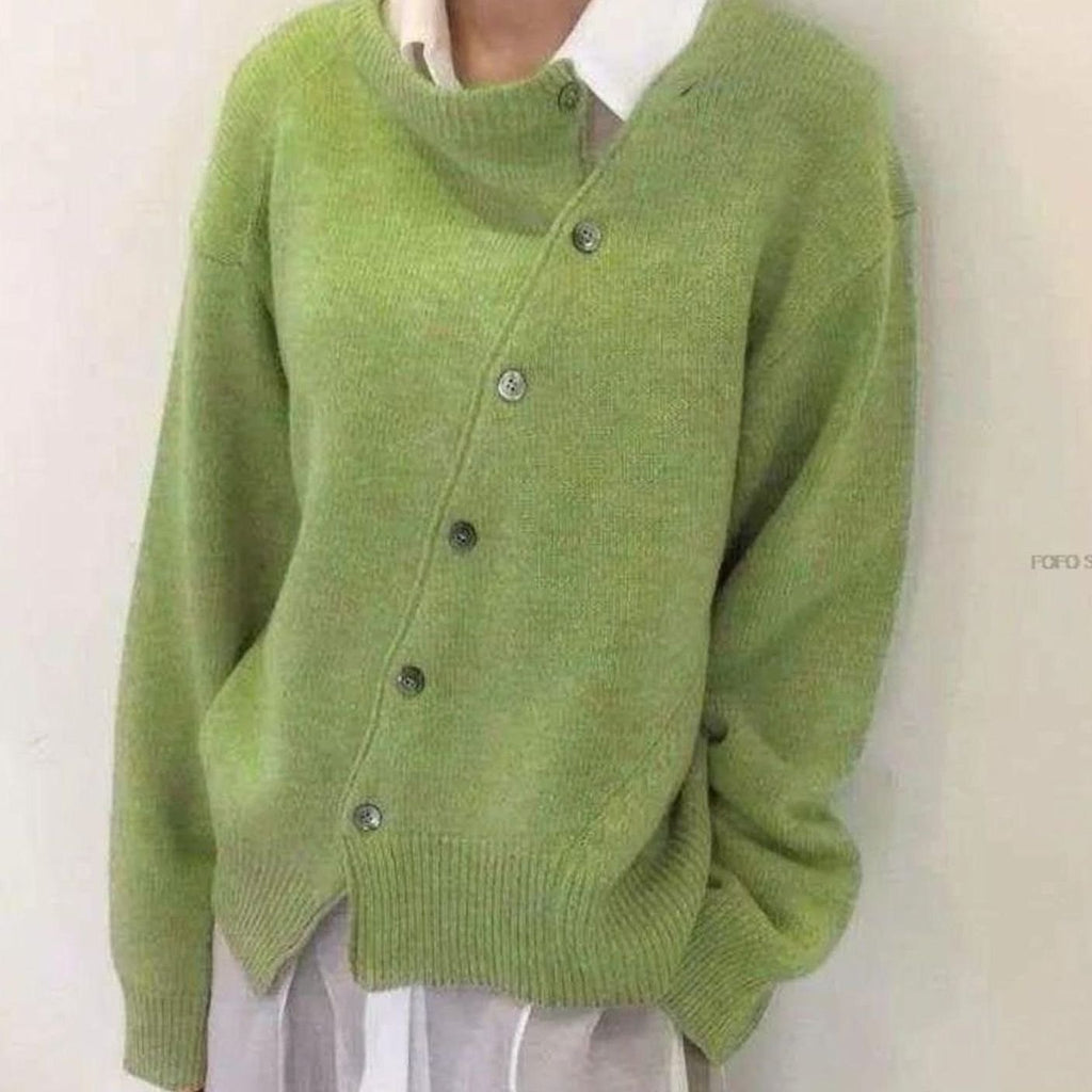 Leonie | Veste en tricot pour femmes avec boutons, coupe oversized, col rond