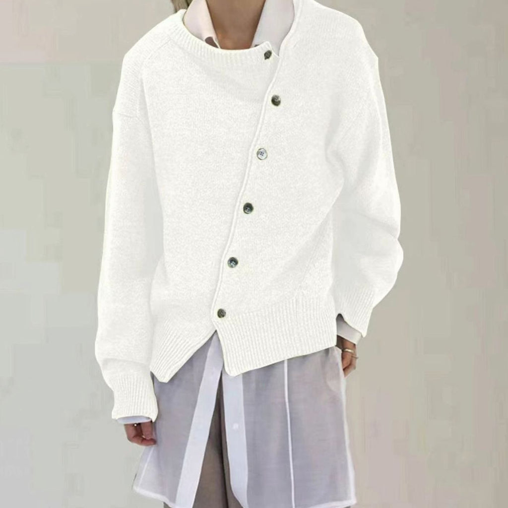 Leonie | Veste en tricot pour femmes avec boutons, coupe oversized, col rond