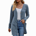 Marie | Veste en tricot pour femmes avec structure côtelée, poches plaquées et patte de boutonnage
