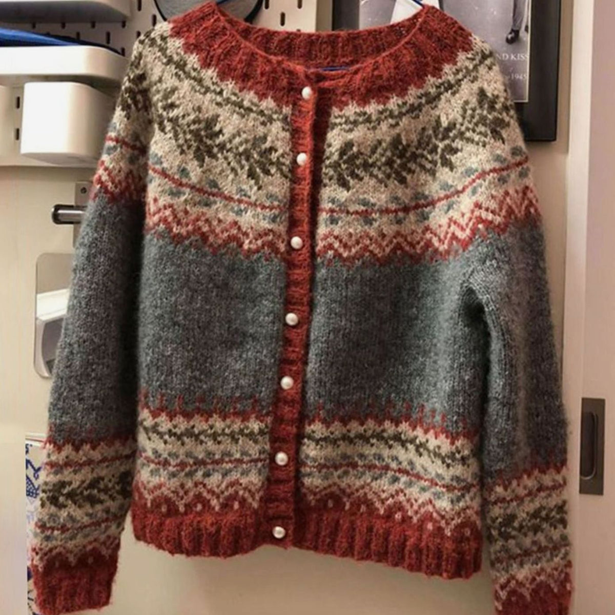 Hannah | Cardigan en tricot pour femmes avec motif norvégien et col rond