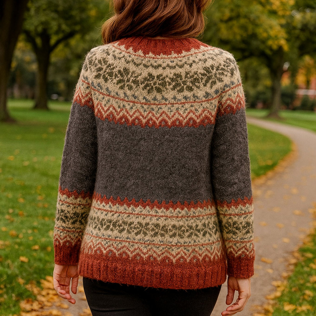 Hannah | Cardigan en tricot pour femmes avec motif norvégien et col rond