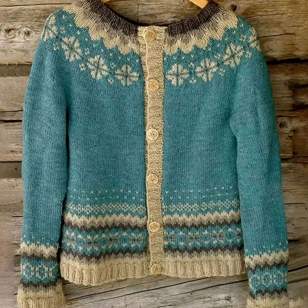 Hannah | Cardigan en tricot pour femmes avec motif norvégien et col rond