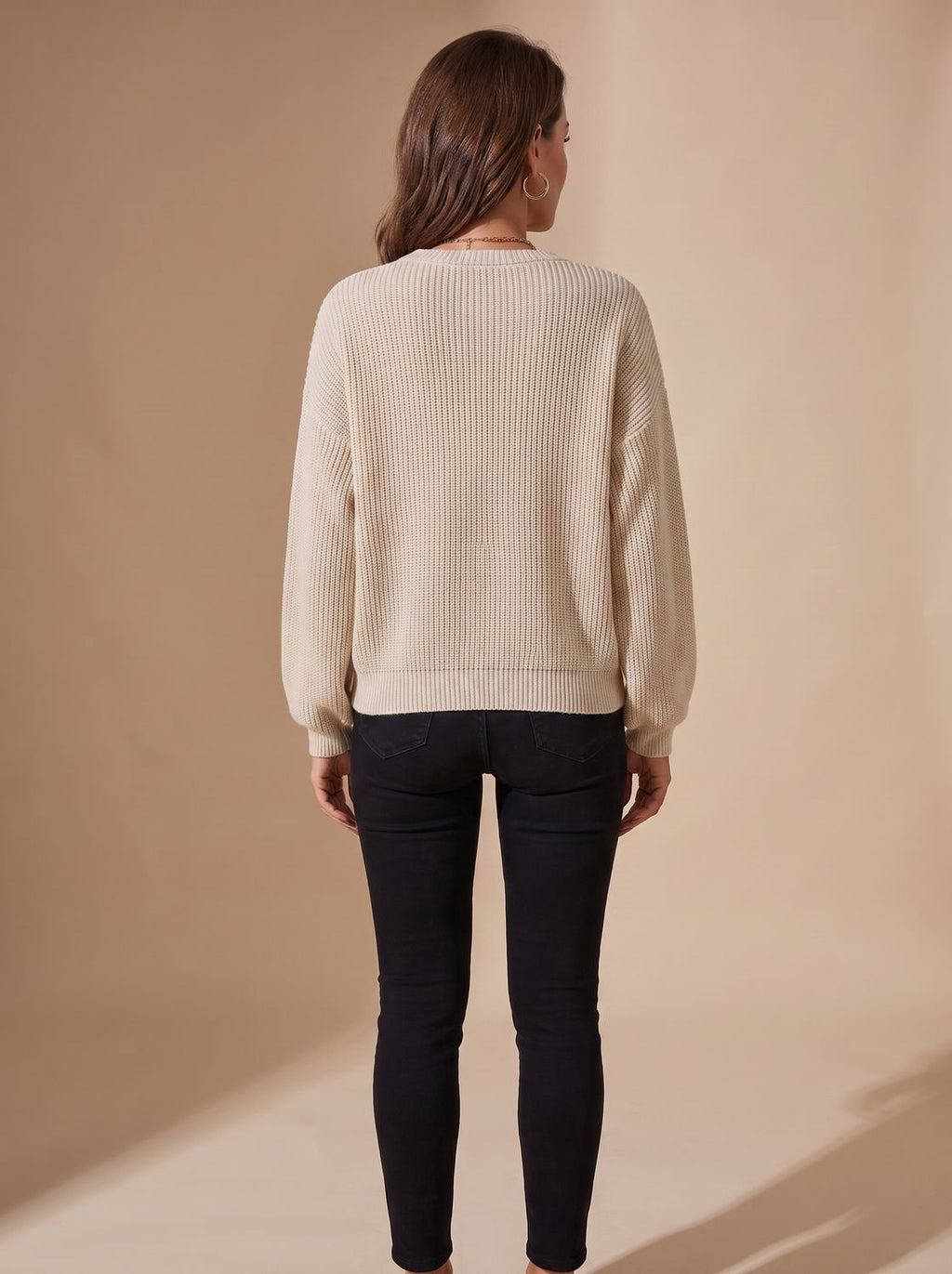 Lena | Pull en tricot pour femmes à col rond, motif structuré, manches longues