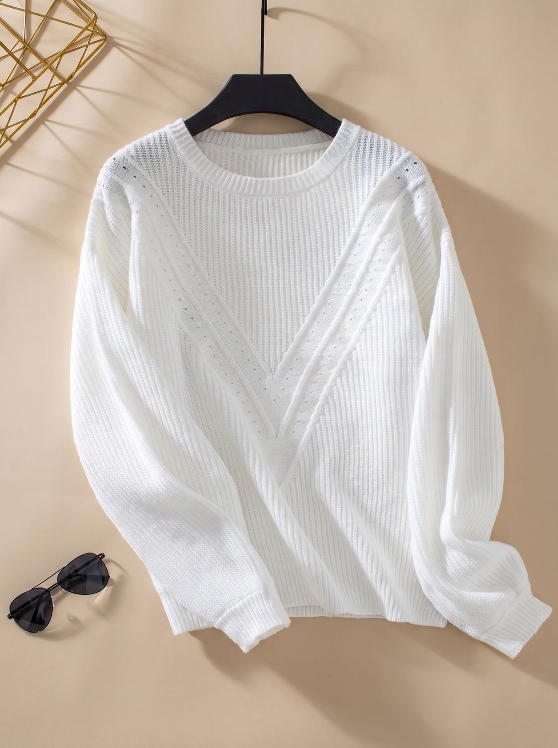 Lena | Pull en tricot pour femmes à col rond, motif structuré, manches longues