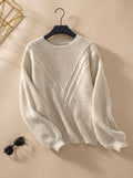 Lena | Pull en tricot pour femmes à col rond, motif structuré, manches longues