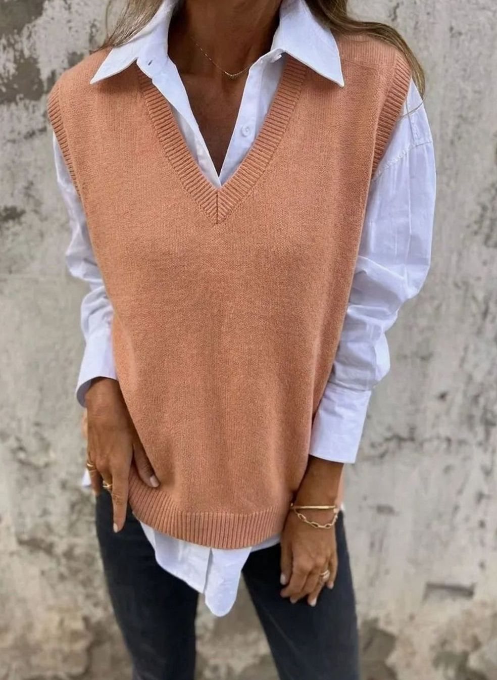 Johanna | Gilet en Tricot pour Femmes à Col en V sans Manches Oversized