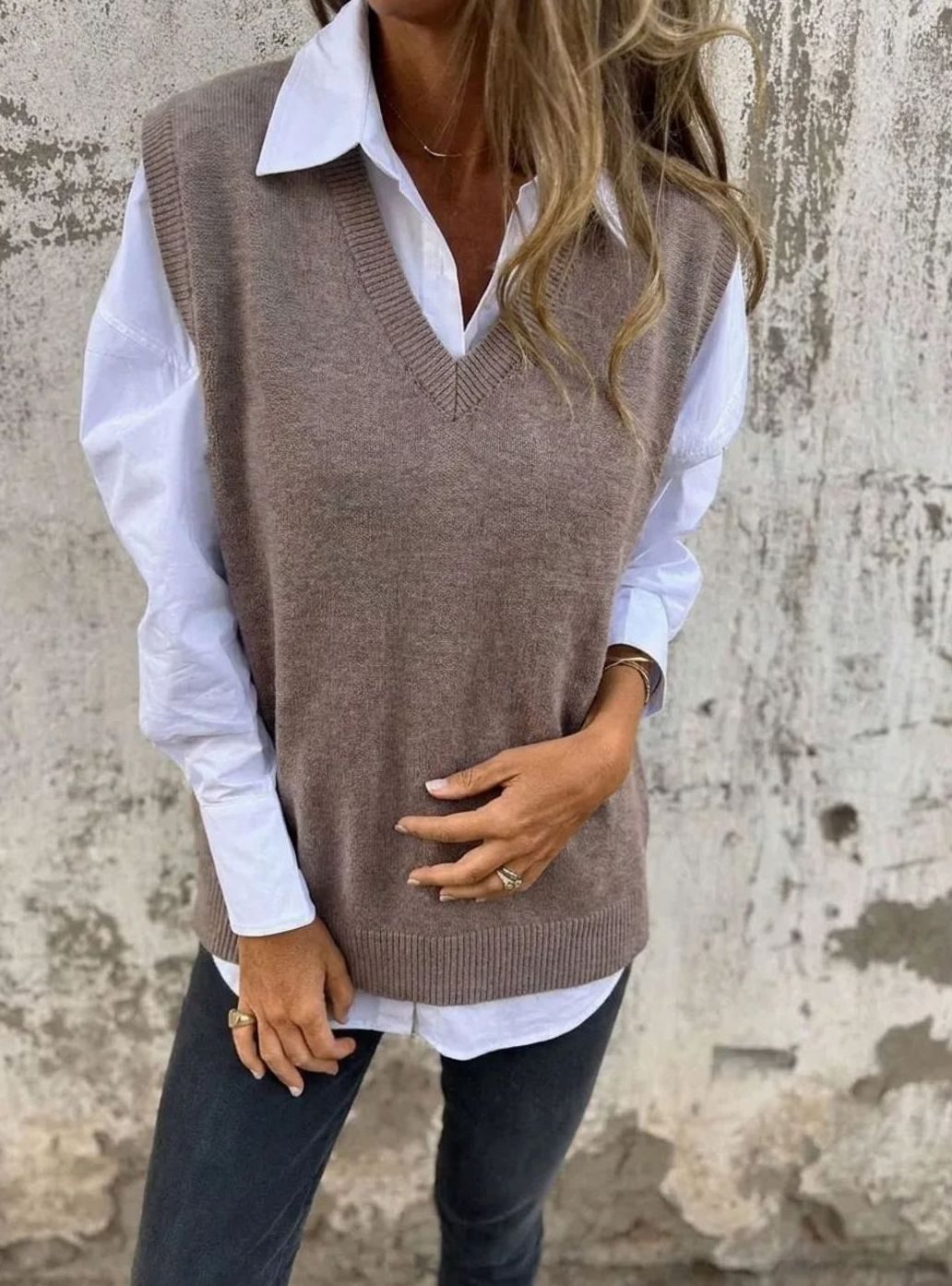 Johanna | Gilet en Tricot pour Femmes à Col en V sans Manches Oversized