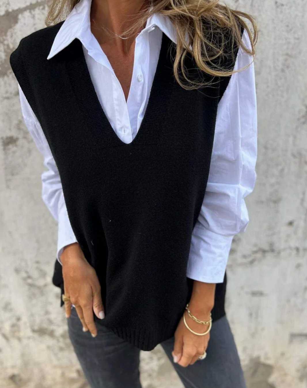 Johanna | Gilet en Tricot pour Femmes à Col en V sans Manches Oversized