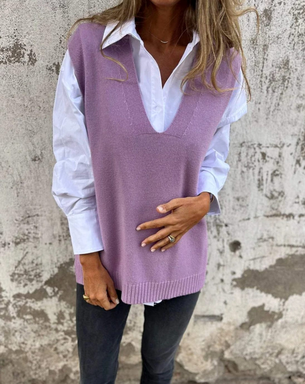 Johanna | Gilet en Tricot pour Femmes à Col en V sans Manches Oversized