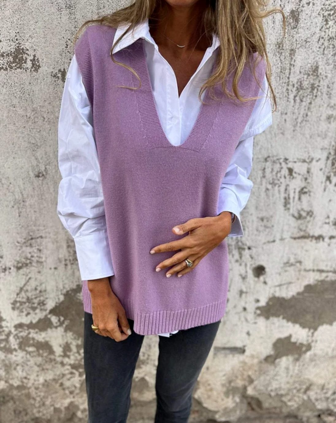 Johanna | Gilet en Tricot pour Femmes à Col en V sans Manches Oversized