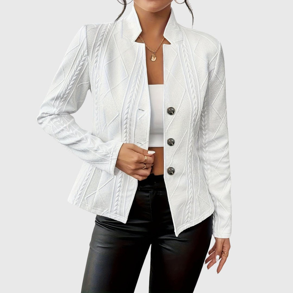 Lena | Blazer long à manches longues structuré et cintré pour femmes avec fermeture à boutons
