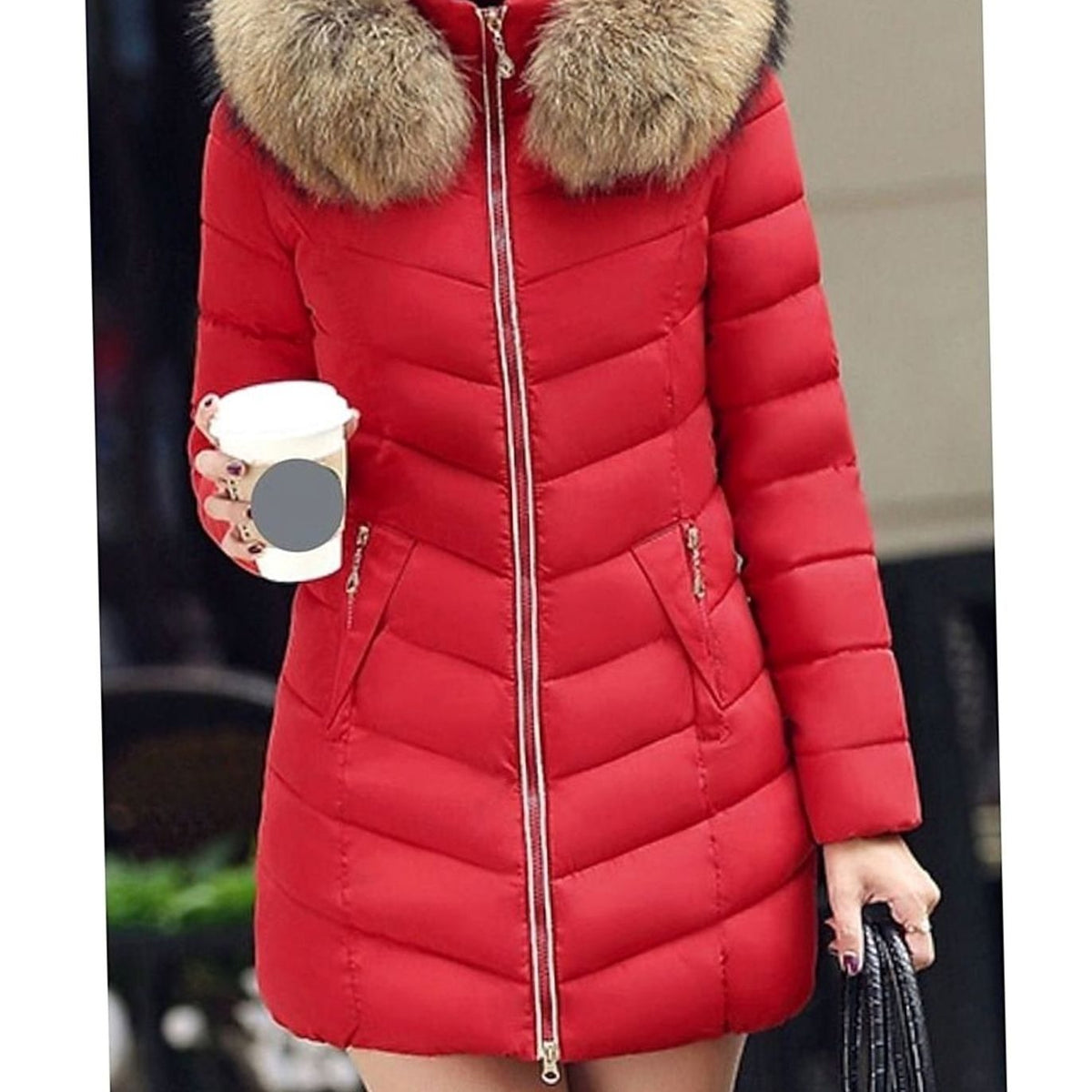 Sophie | Veste matelassée femme ajustée avec capuche en fausse fourrure