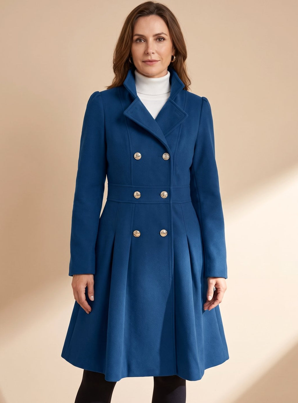 Greta | Manteau pour femmes ajusté à double boutonnage en laine avec poches