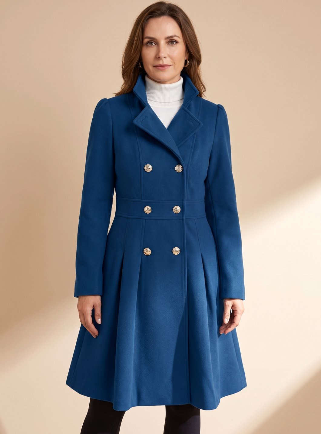 Greta | Manteau pour femmes ajusté à double boutonnage en laine avec poches
