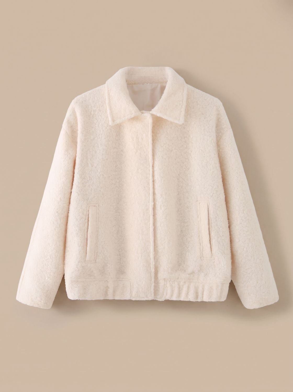 Mia | Veste en teddy pour femmes avec poches latérales et ourlet élastique