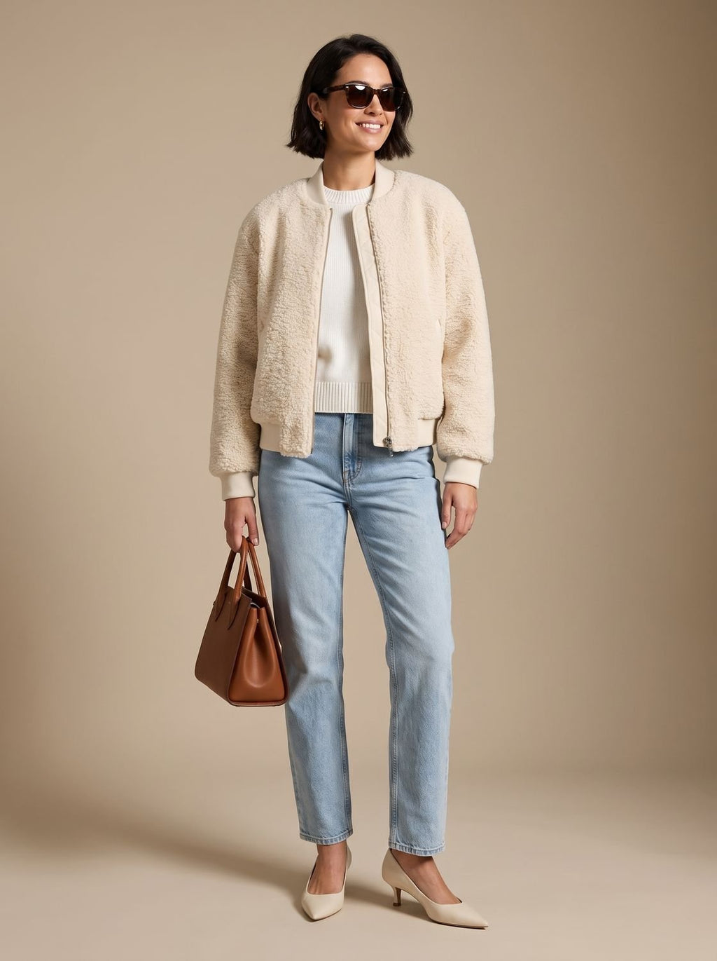 Mia | Veste en teddy pour femmes avec poches latérales et ourlet élastique