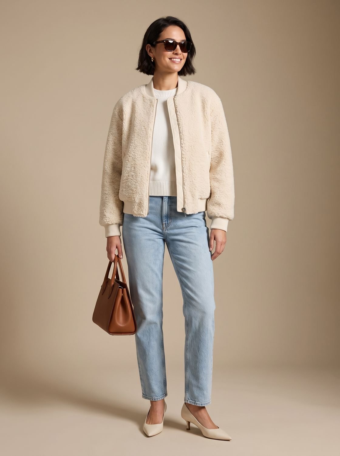 Mia | Veste en teddy pour femmes avec poches latérales et ourlet élastique