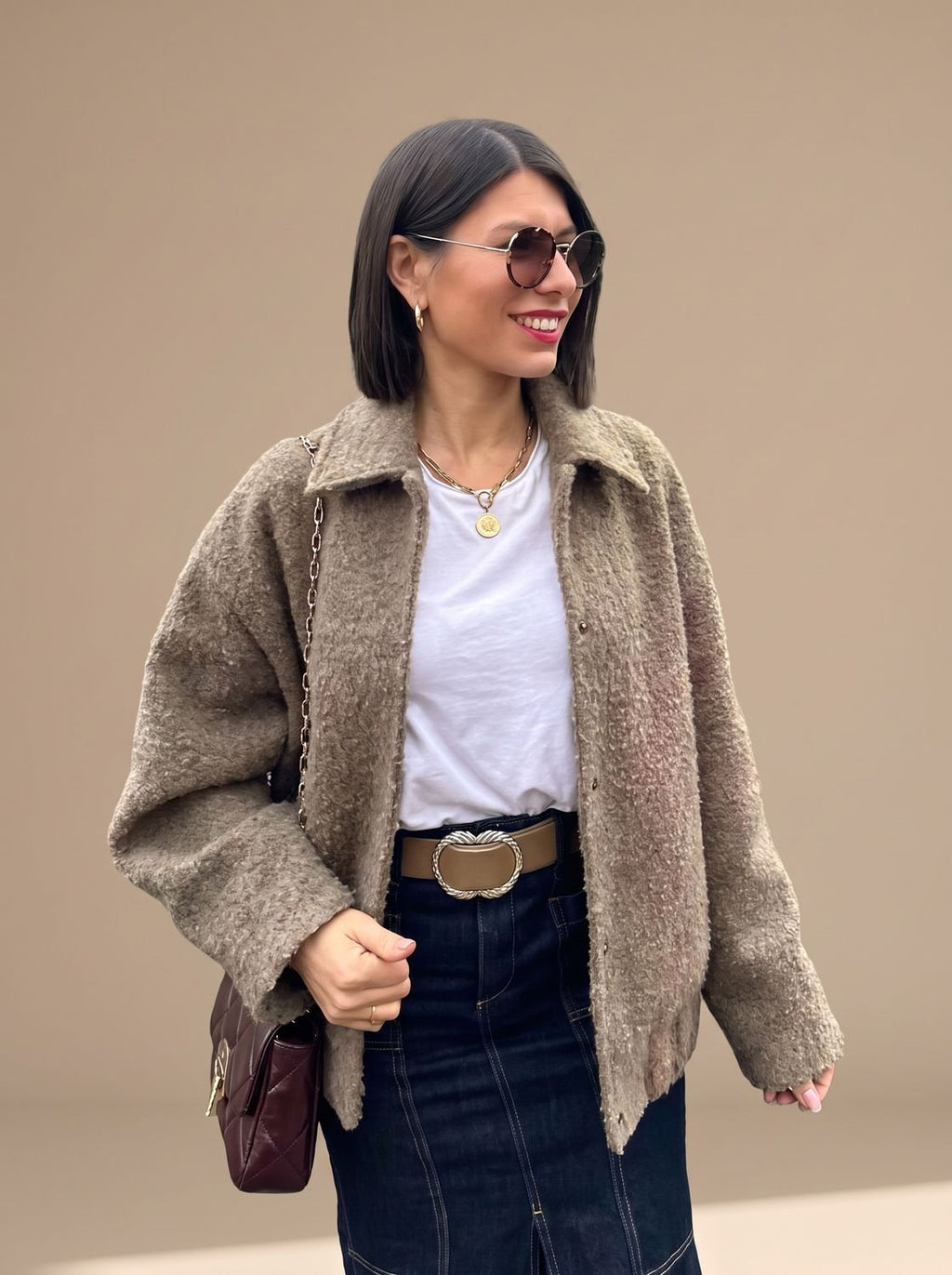 Mia | Veste en teddy pour femmes avec poches latérales et ourlet élastique