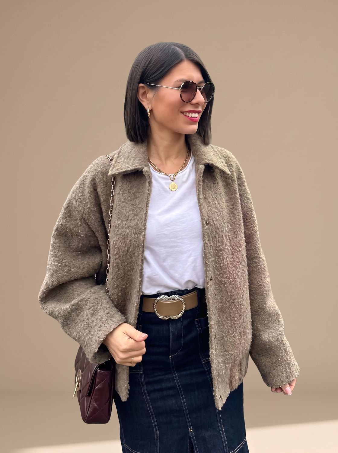 Mia | Veste en teddy pour femmes avec poches latérales et ourlet élastique