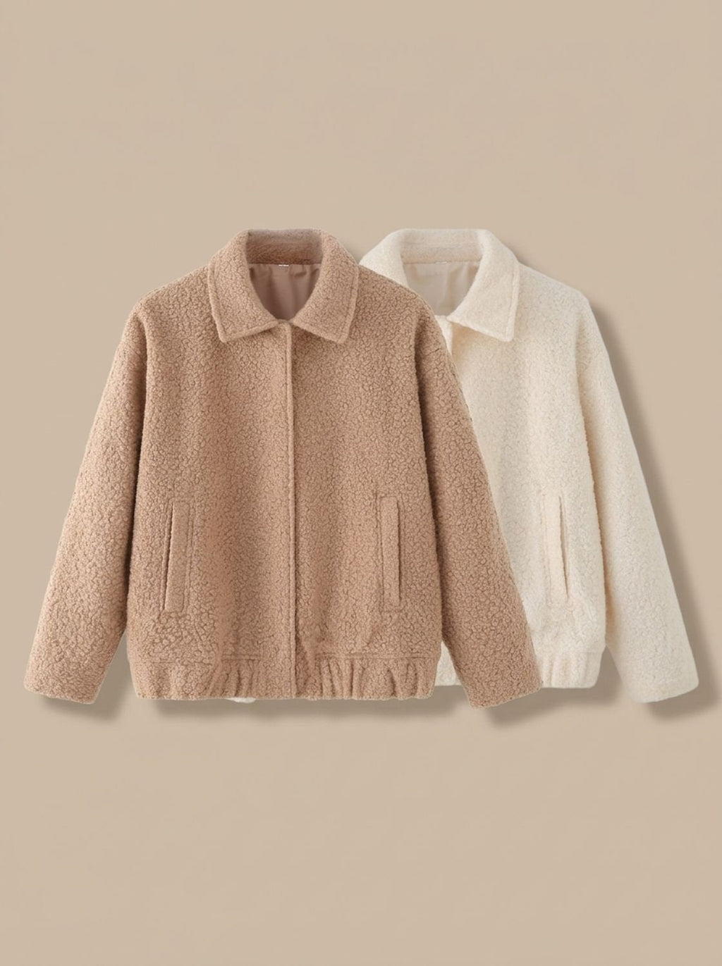 Mia | Veste en teddy pour femmes avec poches latérales et ourlet élastique