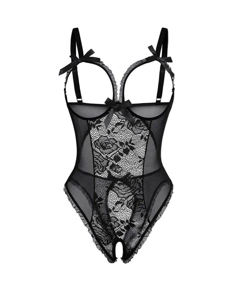 Marlene | Body en Mesh Transparent pour Femmes avec Entrejambe Ouvert