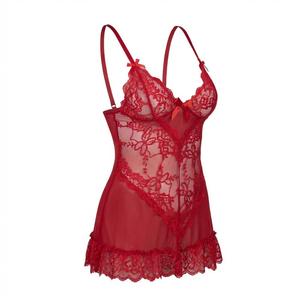 Annika | Chemise en dentelle transparente pour femmes avec string