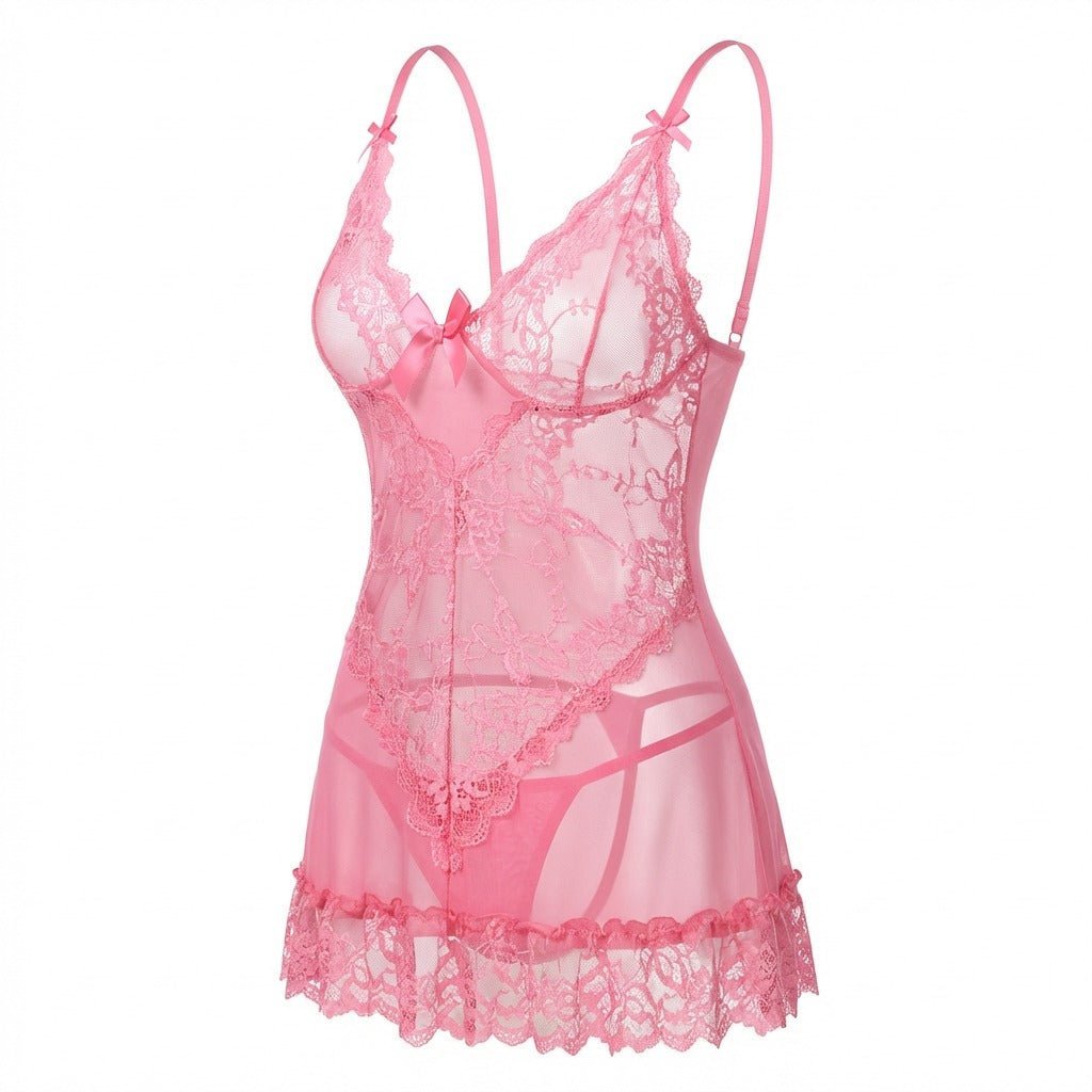 Annika | Chemise en dentelle transparente pour femmes avec string