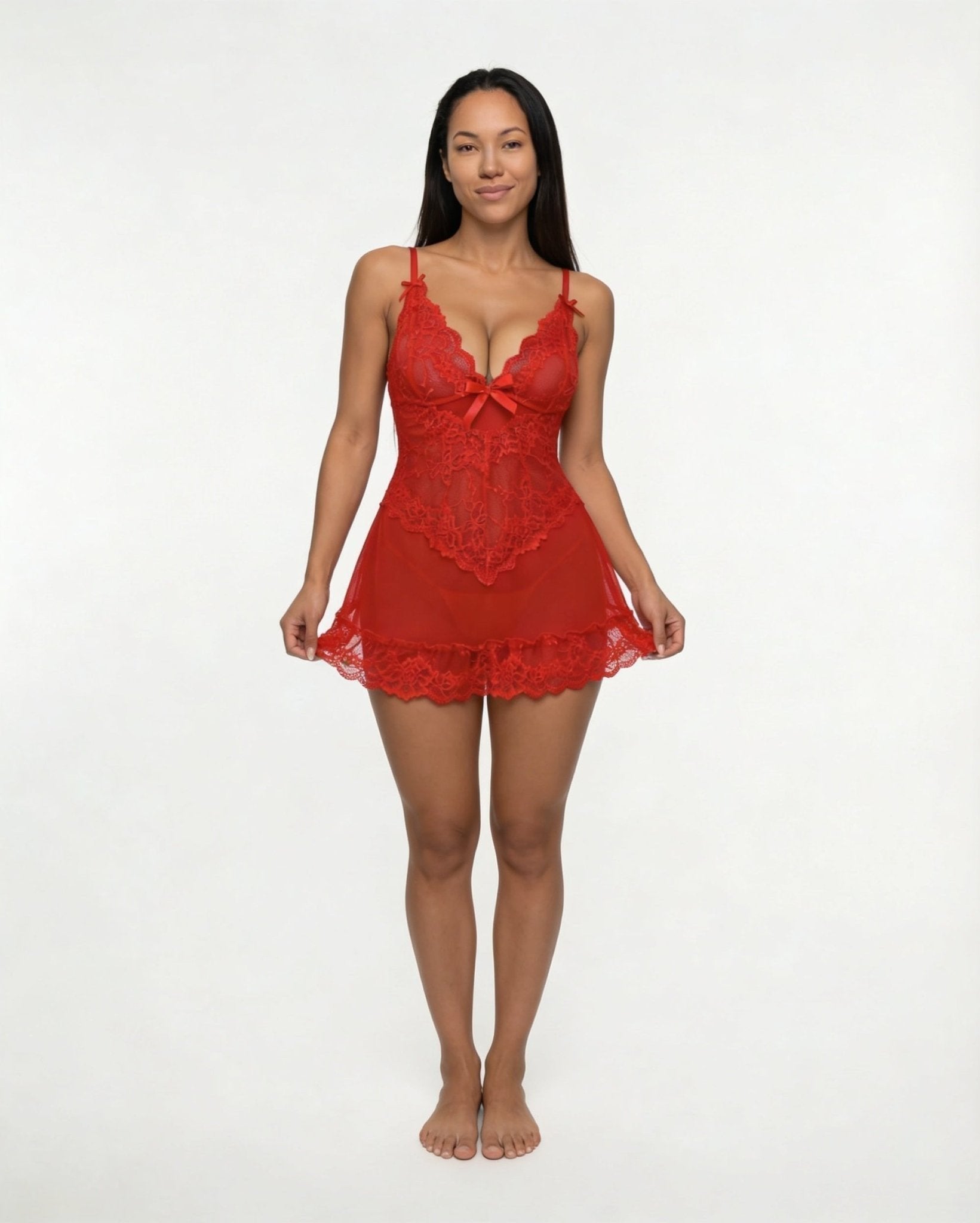 Annika | Chemise en dentelle transparente pour femmes avec string