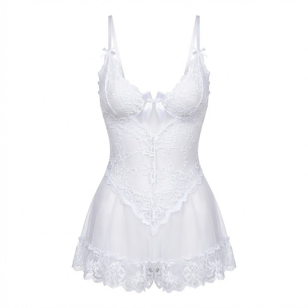 Annika | Chemise en dentelle transparente pour femmes avec string