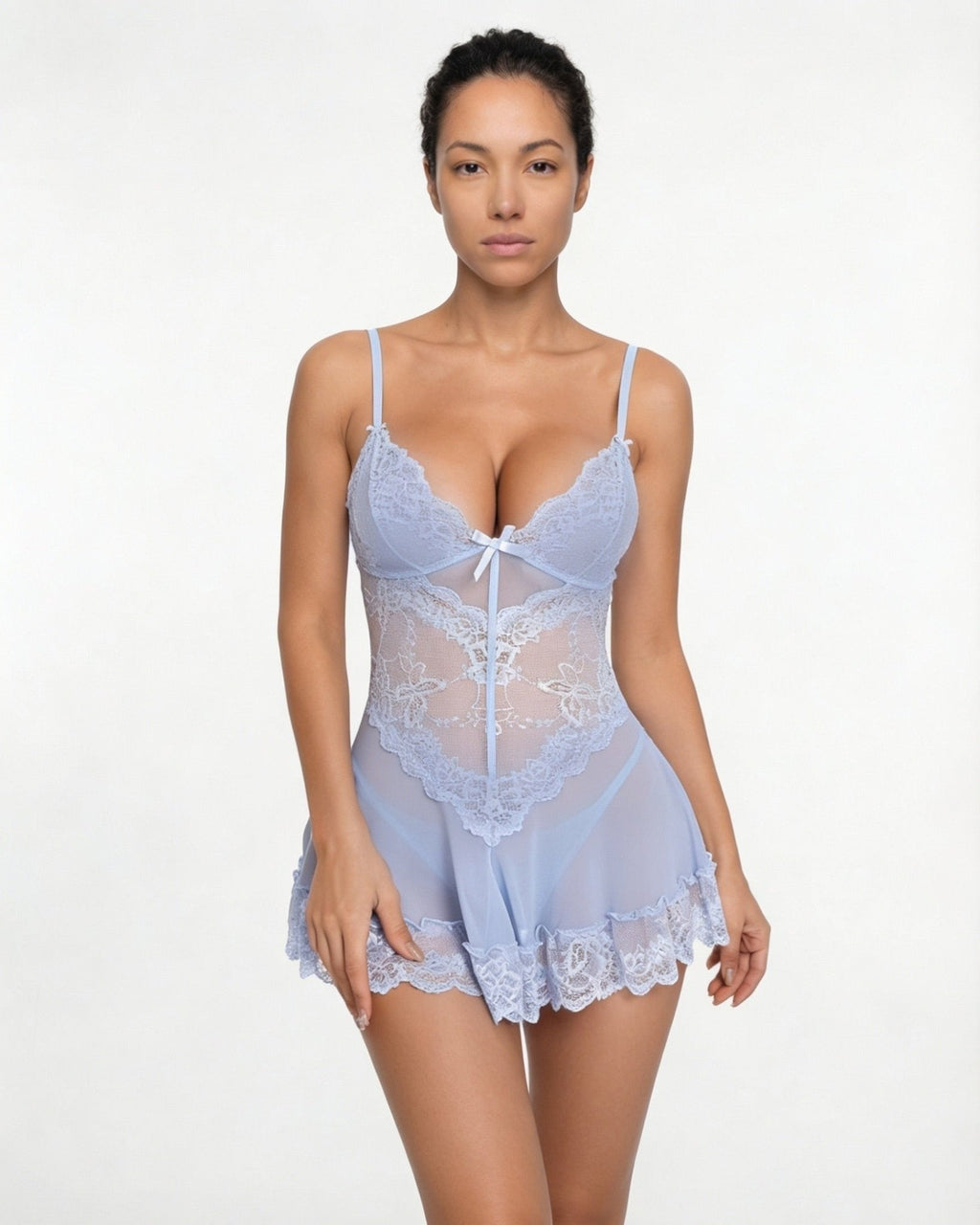 Annika | Chemise en dentelle transparente pour femmes avec string