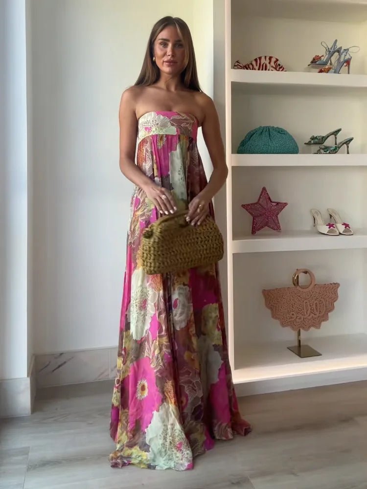 Johanna | Robe Maxi Sans Bretelles à Motif Floral pour Femme Invité de Mariage