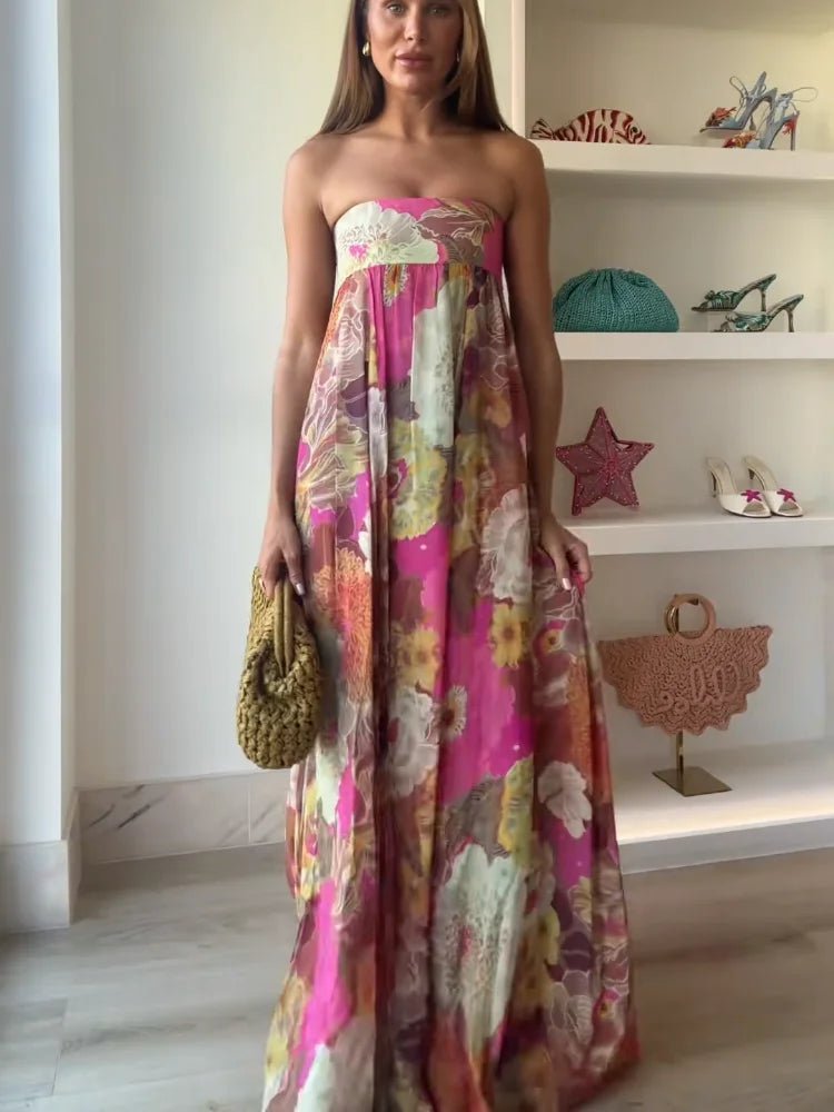 Johanna | Robe Maxi Sans Bretelles à Motif Floral pour Femme Invité de Mariage