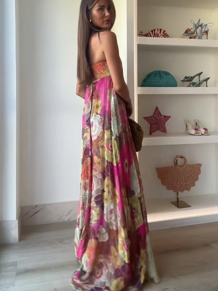 Johanna | Robe Maxi Sans Bretelles à Motif Floral pour Femme Invité de Mariage
