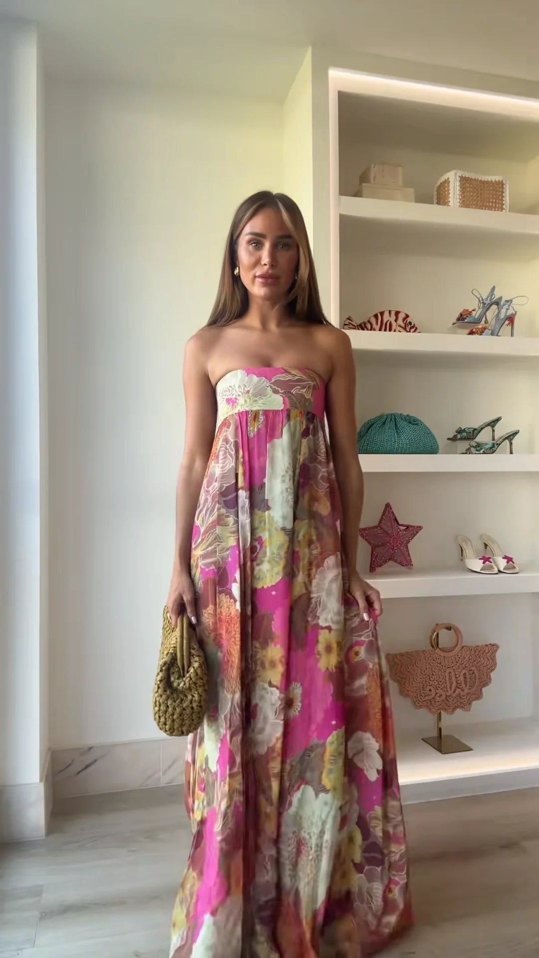 Johanna | Robe Maxi Sans Bretelles à Motif Floral pour Femme Invité de Mariage