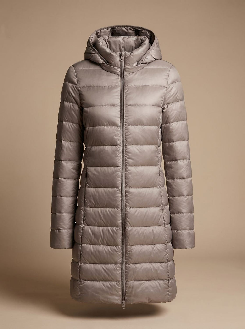 Nora | Veste d'hiver longue ultralégère pour femmes avec capuche et fermeture éclair