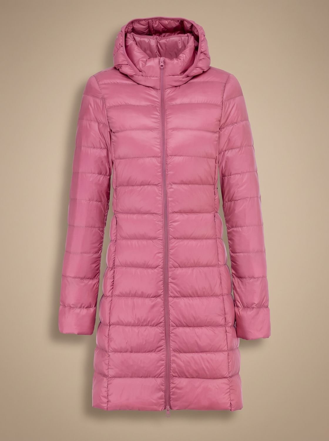 Nora | Veste d'hiver longue en duvet ultralégère pour femmes avec capuche et fermeture éclair