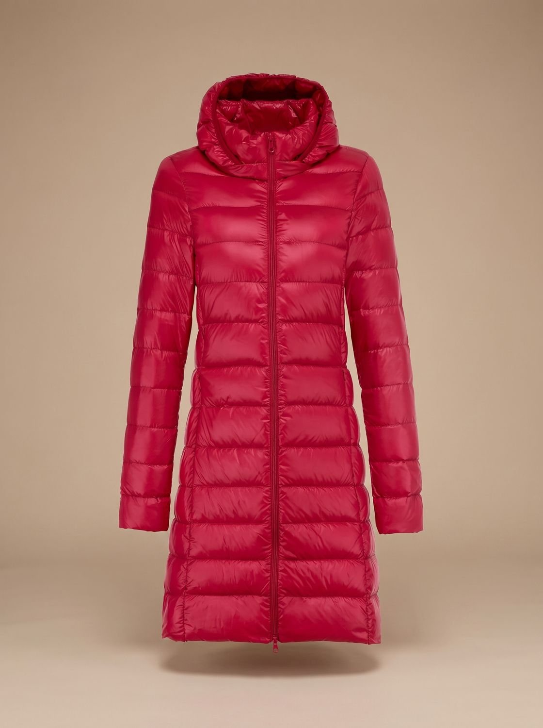 Nora | Veste d'hiver longue en duvet ultralégère pour femmes avec capuche et fermeture éclair