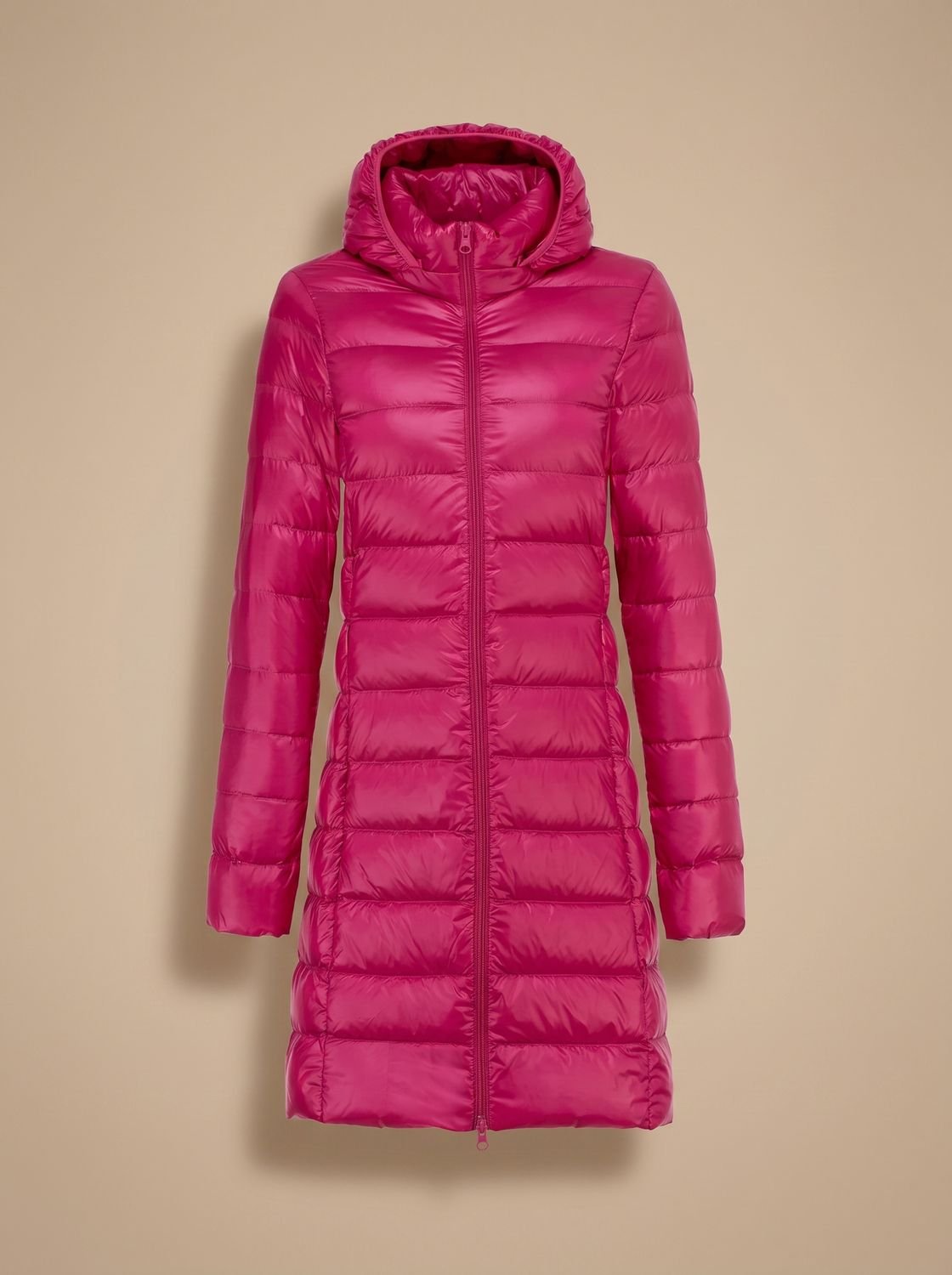 Nora | Veste d'hiver longue en duvet ultralégère pour femmes avec capuche et fermeture éclair