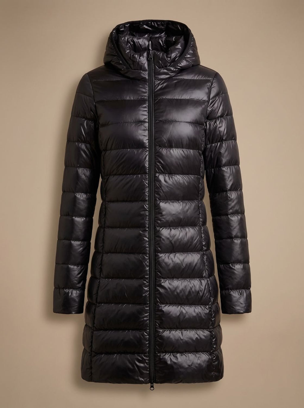Nora | Veste d'hiver longue ultralégère pour femmes avec capuche et fermeture éclair