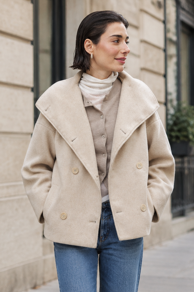 Manteau Court Croisé Défini