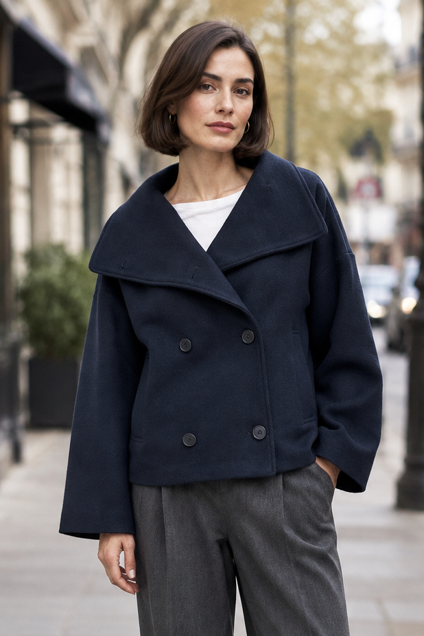 Manteau Court Croisé Défini