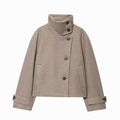 Leonie | Manteau en Laine Vintage à Col Montant pour Femmes Court avec Boutons