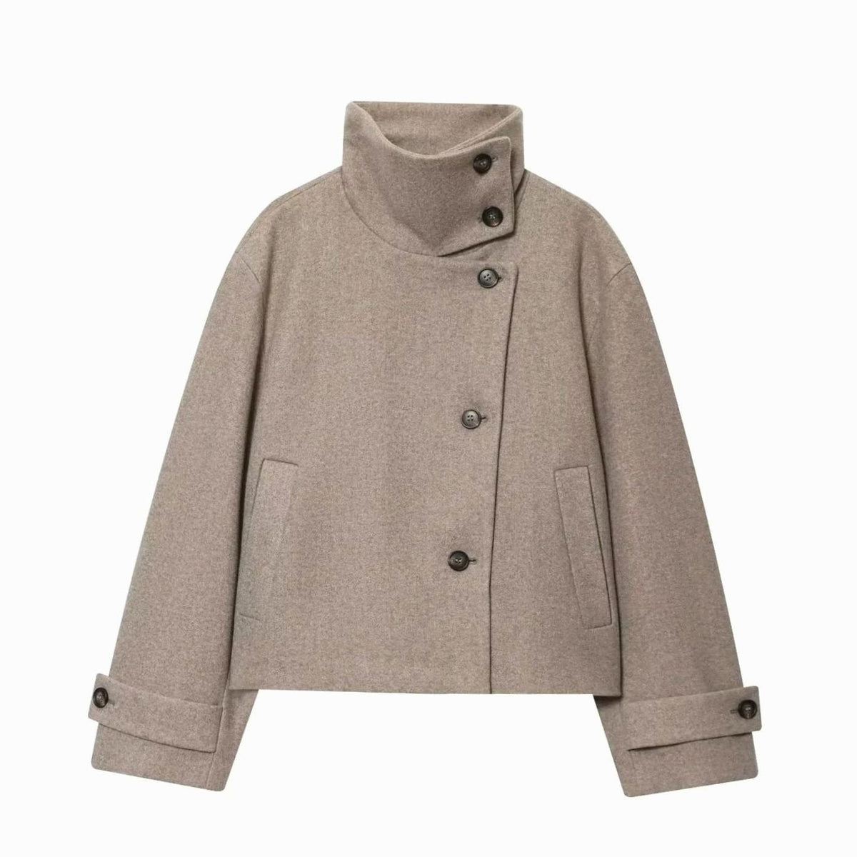Leonie | Manteau en Laine Vintage à Col Montant pour Femmes Court avec Boutons