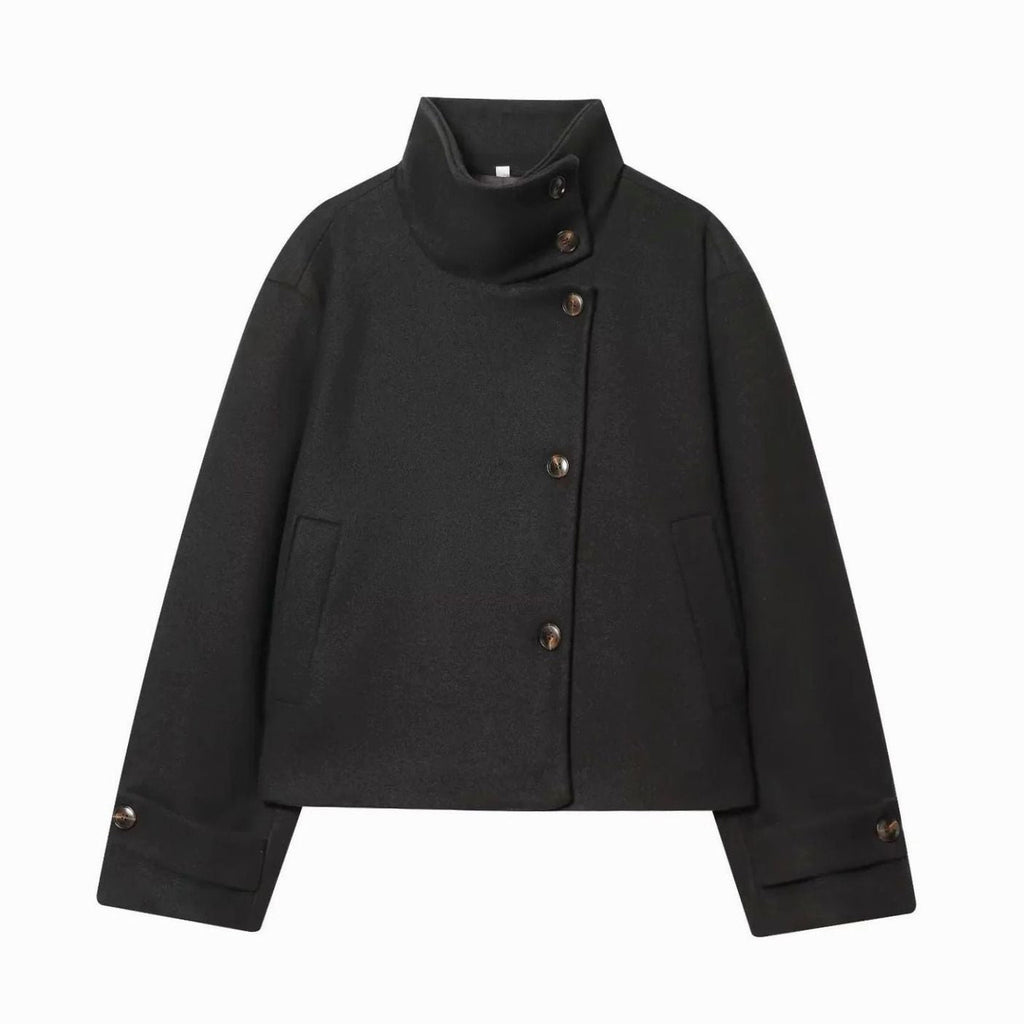 Leonie | Manteau en Laine Vintage à Col Montant pour Femmes Court avec Boutons